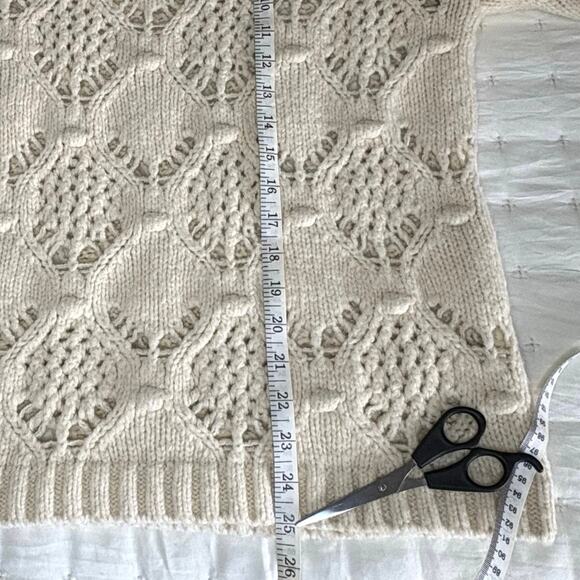 American Eagle Textured Loose Knit Pointelle Sweater Women's XS | Ivory Wool - Picture 6 of 10
